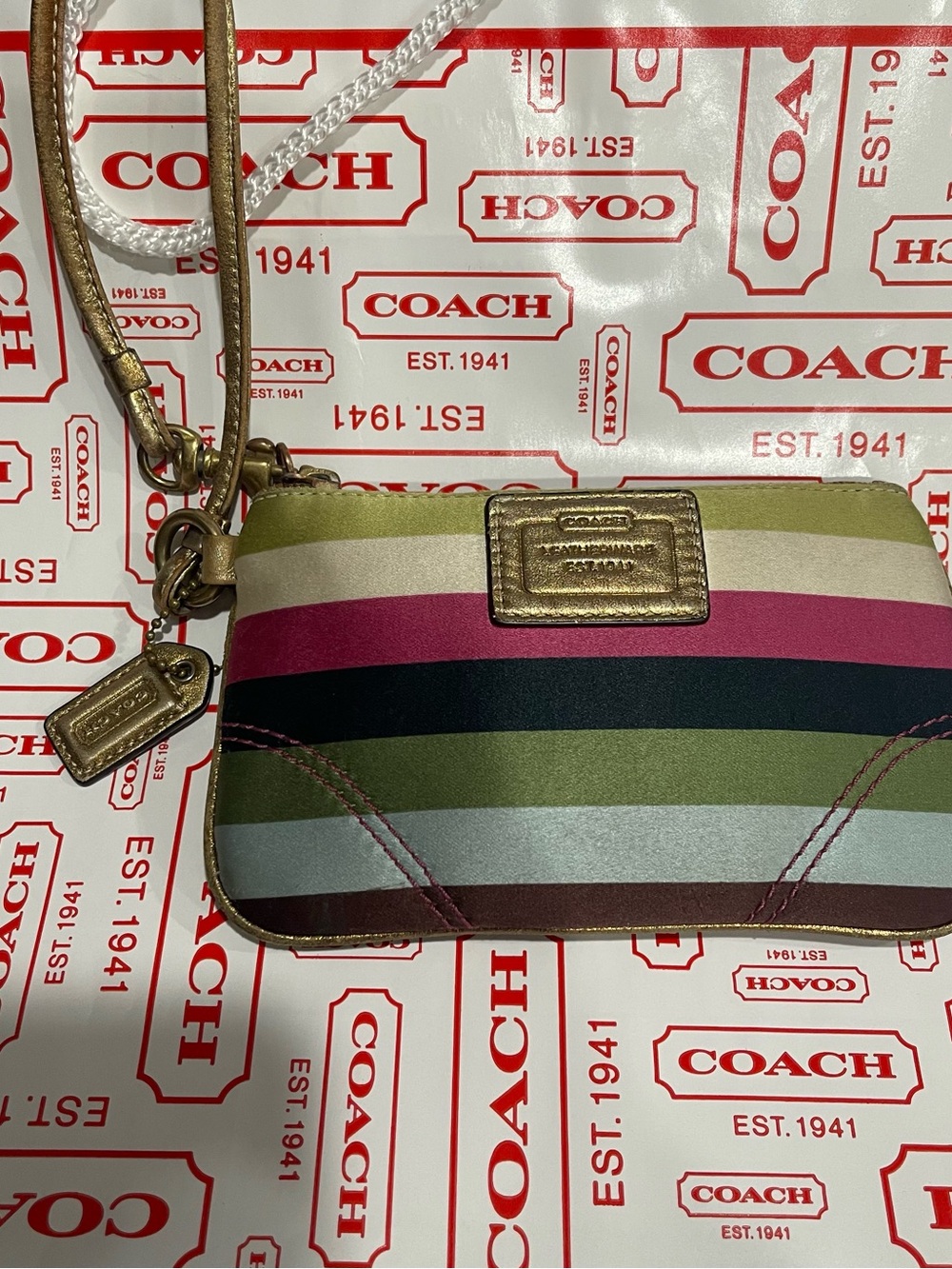 COACH Legacy Stripe Wristlet - Multicolor